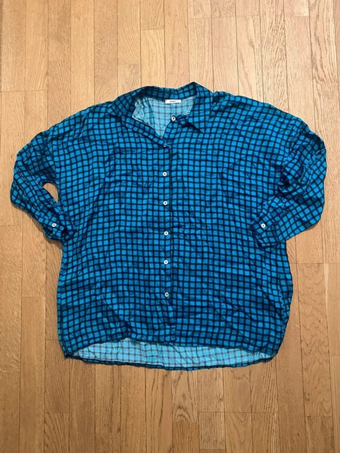 Chemise bleue en viscose et soie Senes taille 44 - photo numéro 2