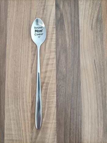 Cuillère neuve " bonjour mon coeur" sous blister