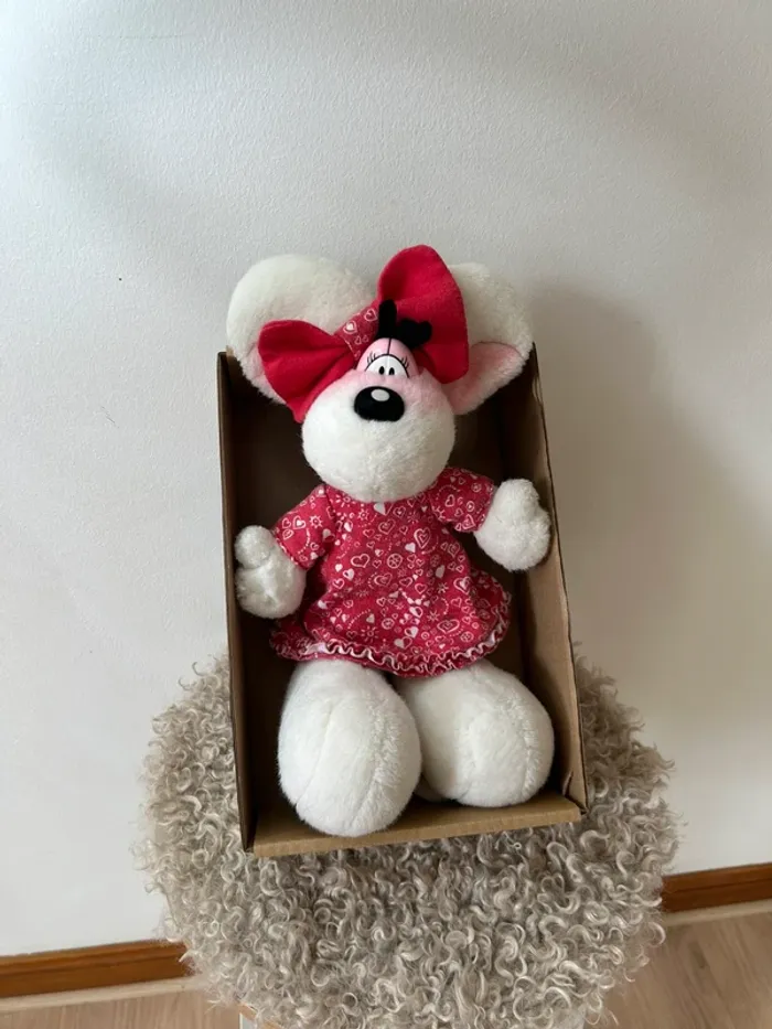 Peluche Diddlina originale – robe rouge à cœurs – vintage collector Diddl - photo numéro 11