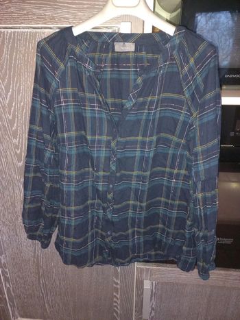 Blouse chemise 44 verte à carreaux