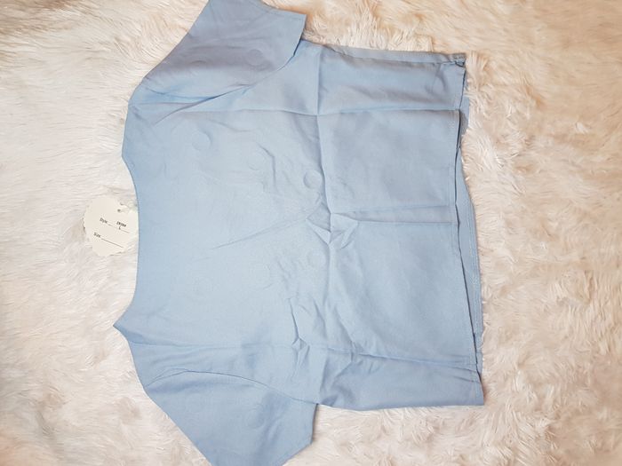 Crop top turquoise col en V a lacets Taille L 40 Neuf - photo numéro 2