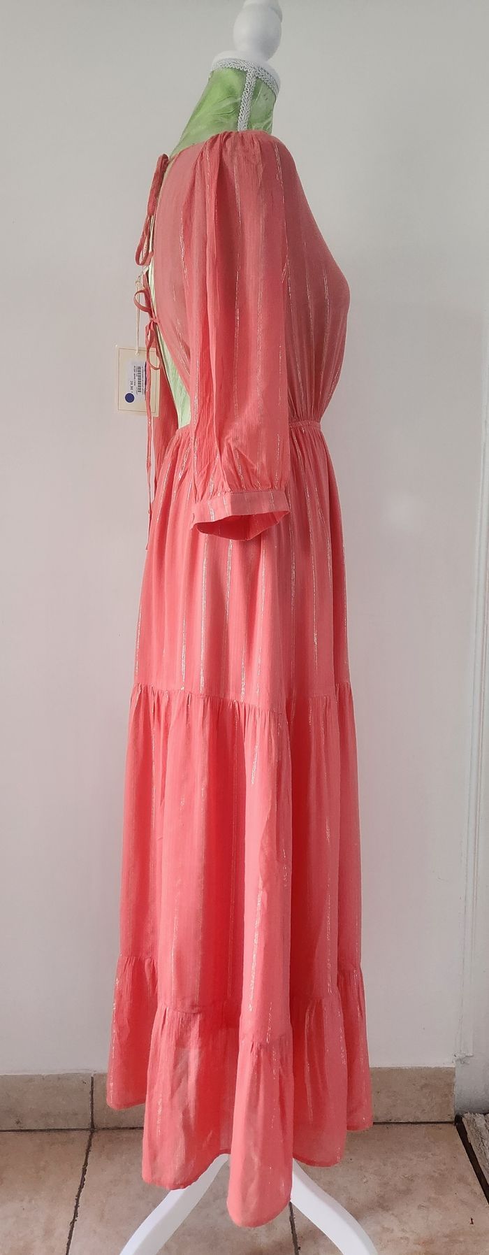 Robe longue corail Maëlle neuve dos ouvert - photo numéro 2