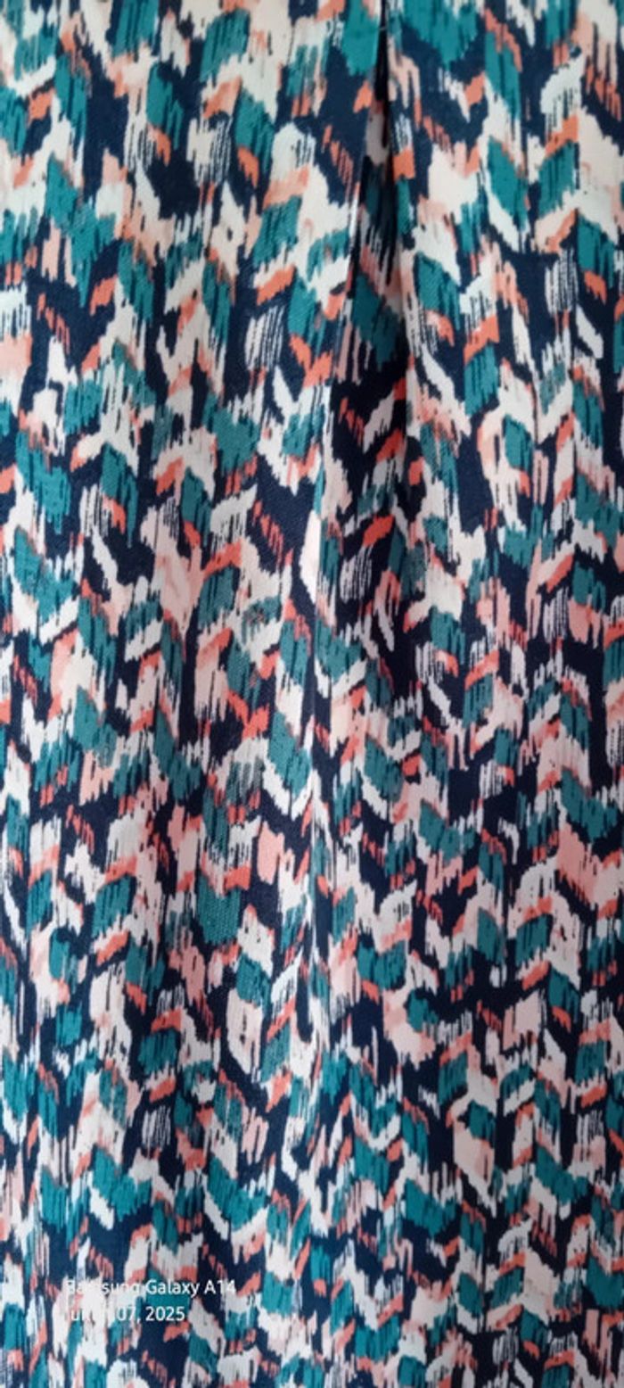 Blouse manches courtes col V imprimé coloré chevrons femme M rue des abesses - photo numéro 12