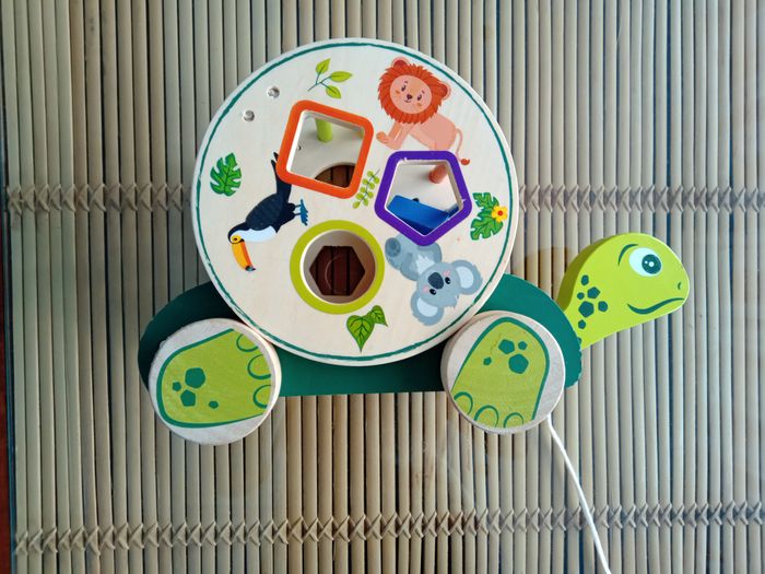 Tortue à tirer en bois