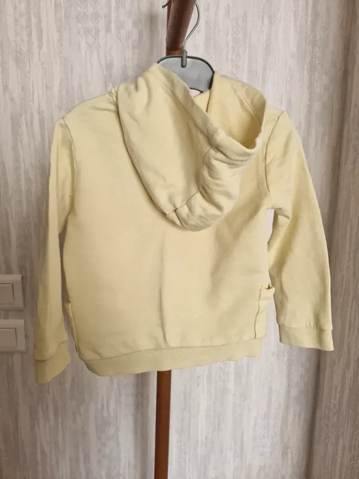 Gilet à capuche zippé bébé garçon 24 mois Kiabi jaune insciption take care of my planet - photo numéro 6