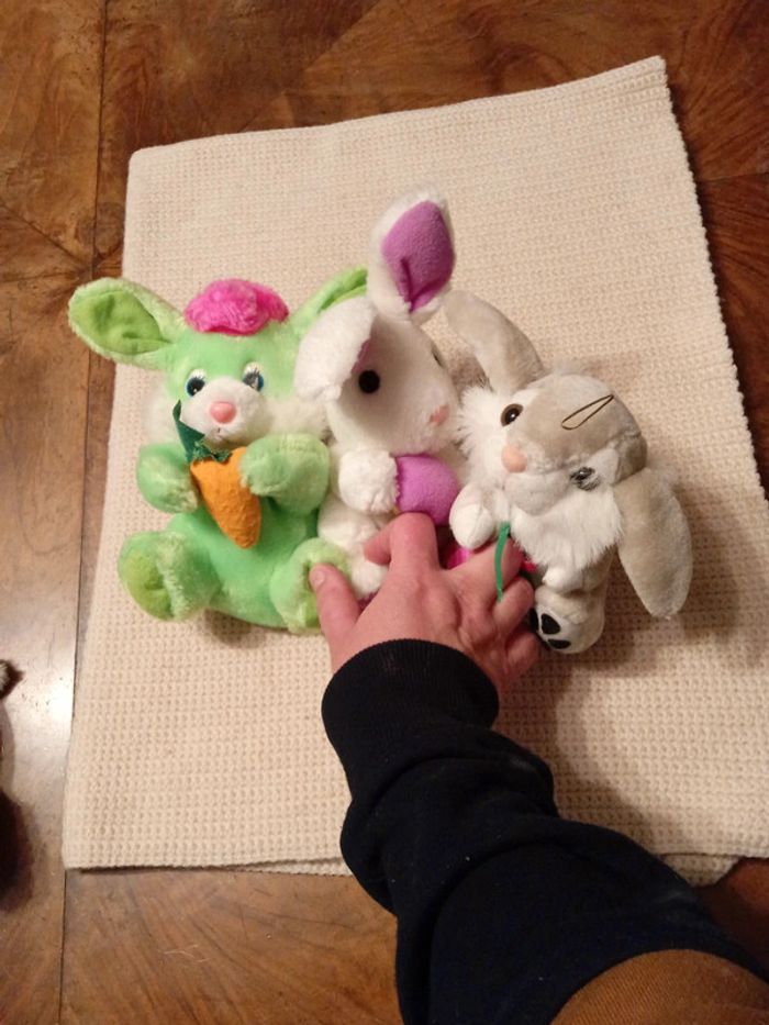 Lot de 3 peluches lapin 🐰