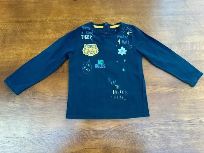 T-shirt manche longue bleu marine kiabi 3 ans - photo numéro 2
