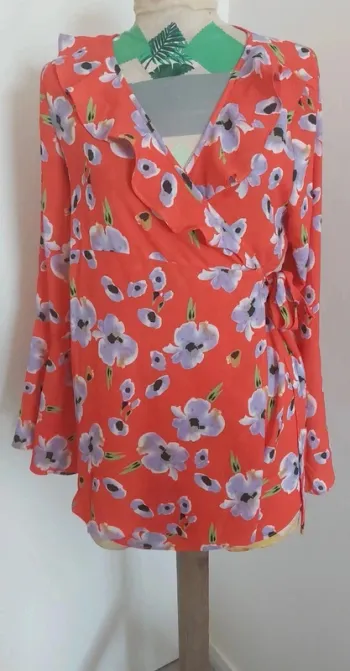 Tunique porte-feuille - orange, chic, ajusté, idéal mi-saison,  Glamorous, neuve, taille 40