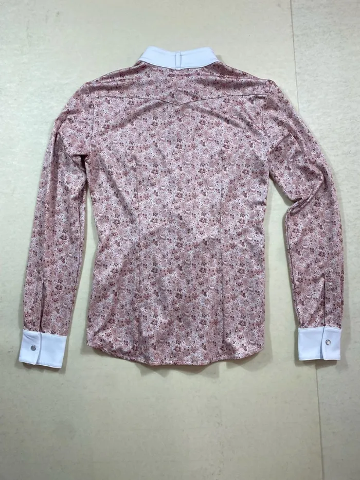 Polo manches longues ANIMO – Motif fleuri rose – Taille 36 - photo numéro 4