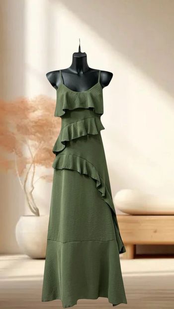 Robe longue d’été kaki avec fente