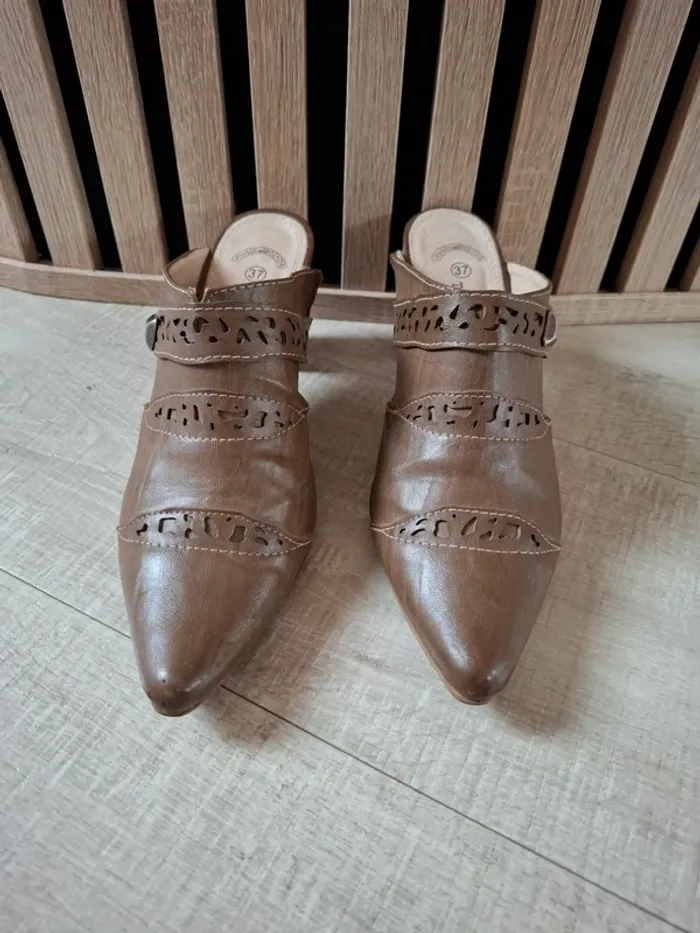Sabots cuir Trendstyle marrons T 37 - photo numéro 6