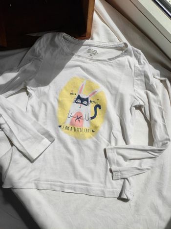T-shirt manches longues lapin chat 4 ans coton bio