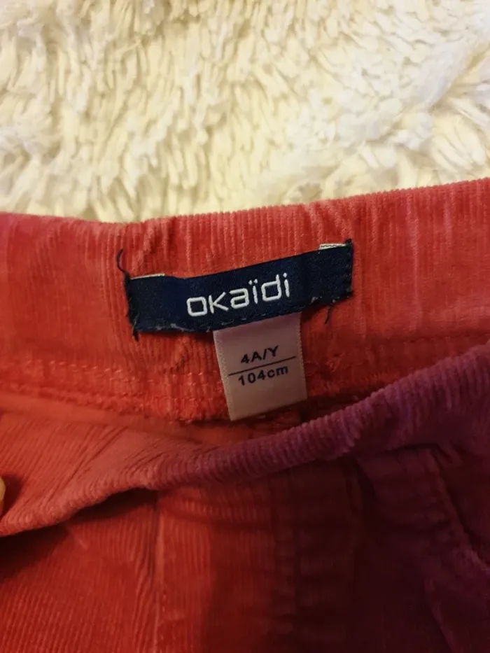 Pantalon velours rose 4 ans Okaidi - photo numéro 3