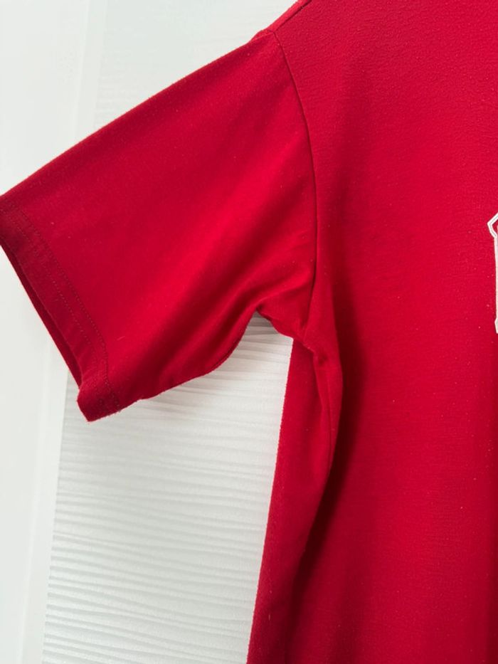 Haut t-shirt rouge oversize à nouer écritures blanches col rond manches courtes - photo numéro 3