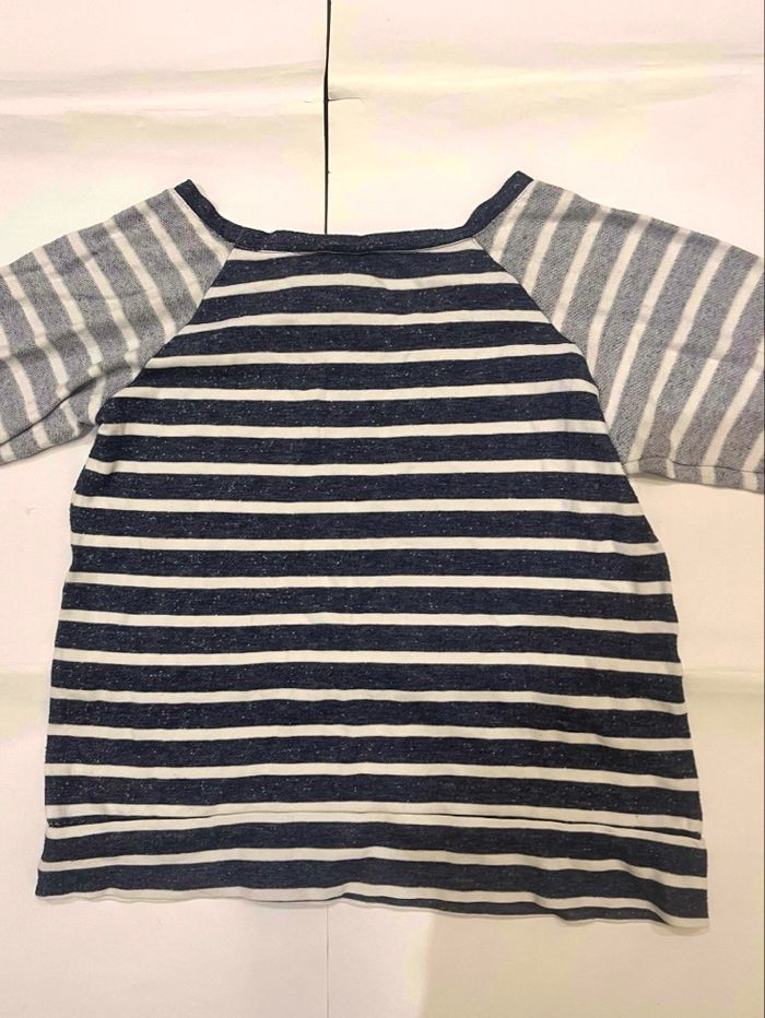 Haut/Tshirt  manches longues rayé bleu gris et blanc bobeau taille S/36 - photo numéro 6