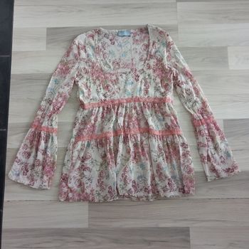 Chemisier femme beige imprimé à manches longues Fashion Express taille 38