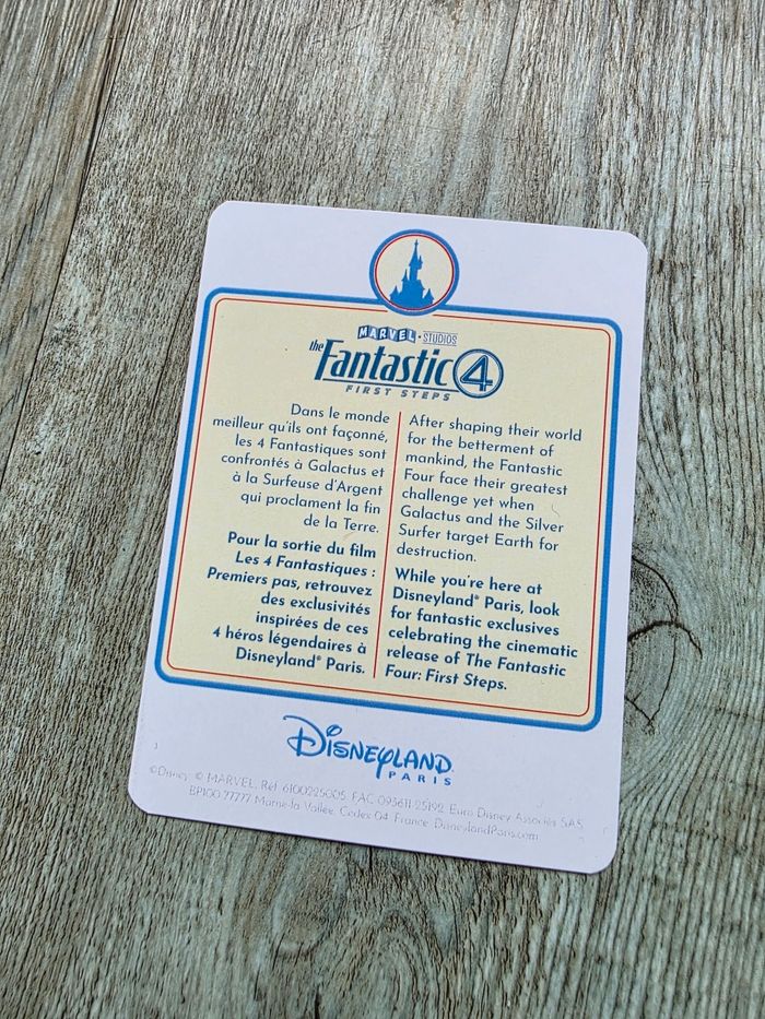 Carte disney a collectionner les 4 fantastiques marvel disneyland paris - photo numéro 2