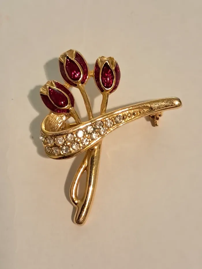 Belle broche fantaisie bouquet fleurs, de tulipes