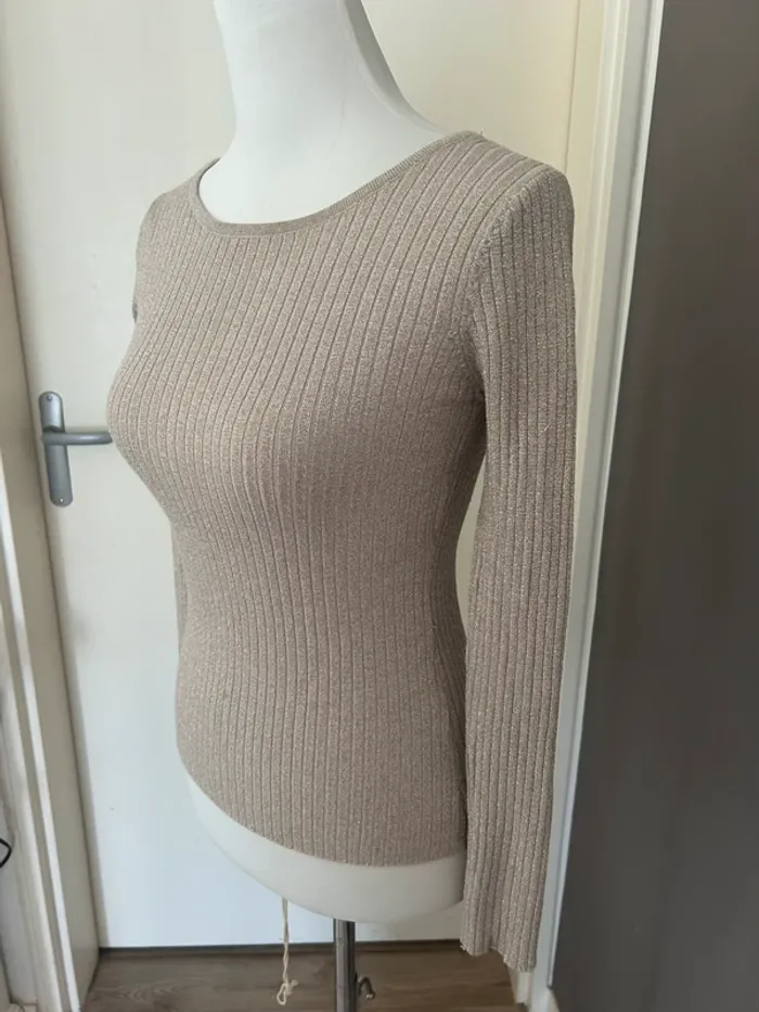 Belcci pull t-shirt maille haut à paillettes argenté taille 36 - photo numéro 4