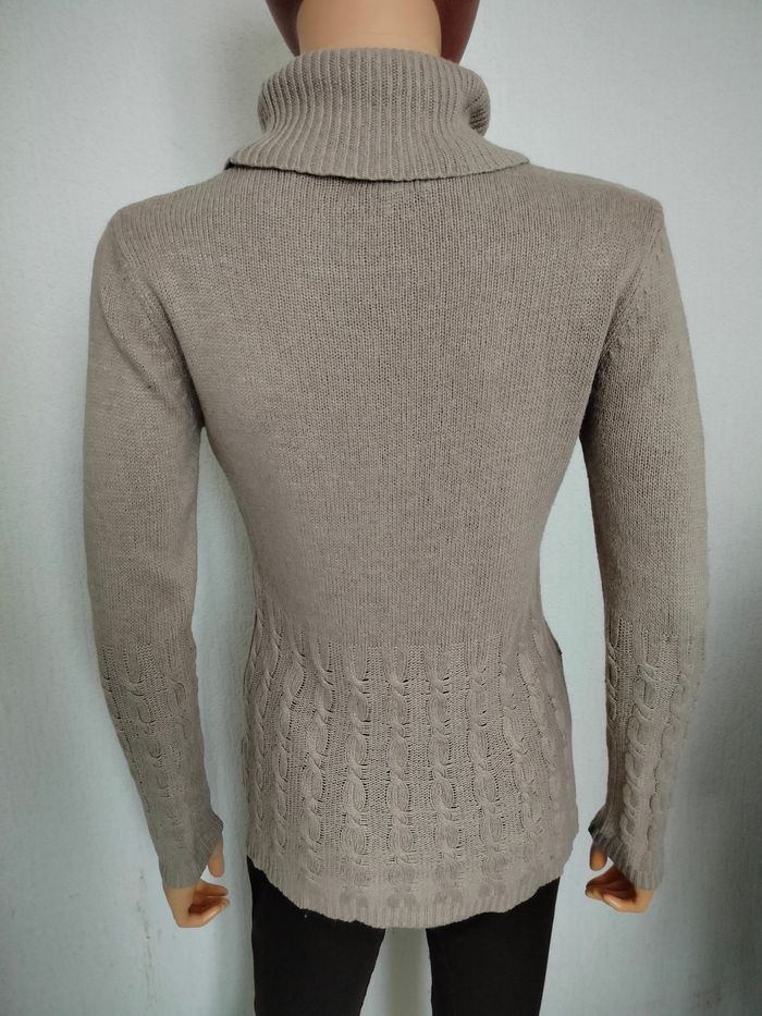 Pull col roulé irlandais taupe S N*320 - photo numéro 3