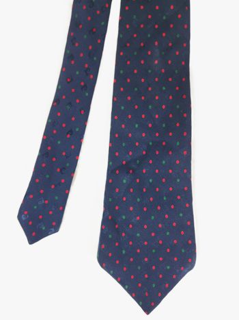 Cravate Pierre Cardin - Bleu Marine à Pois Rouges et Verts