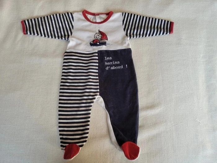 pyjama velours 6 mois style marin - photo numéro 2
