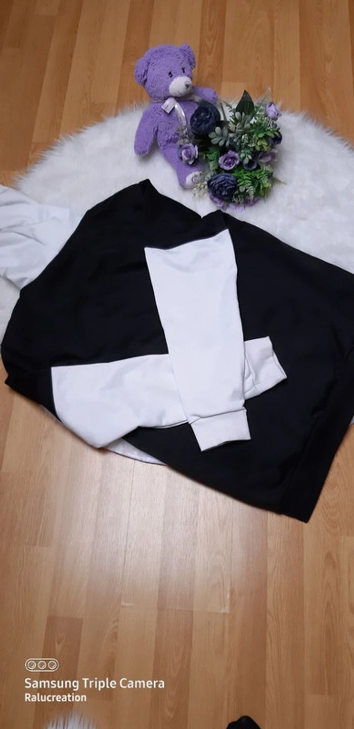 🖤Sweet à capuche noir et blanc Shein - photo numéro 2