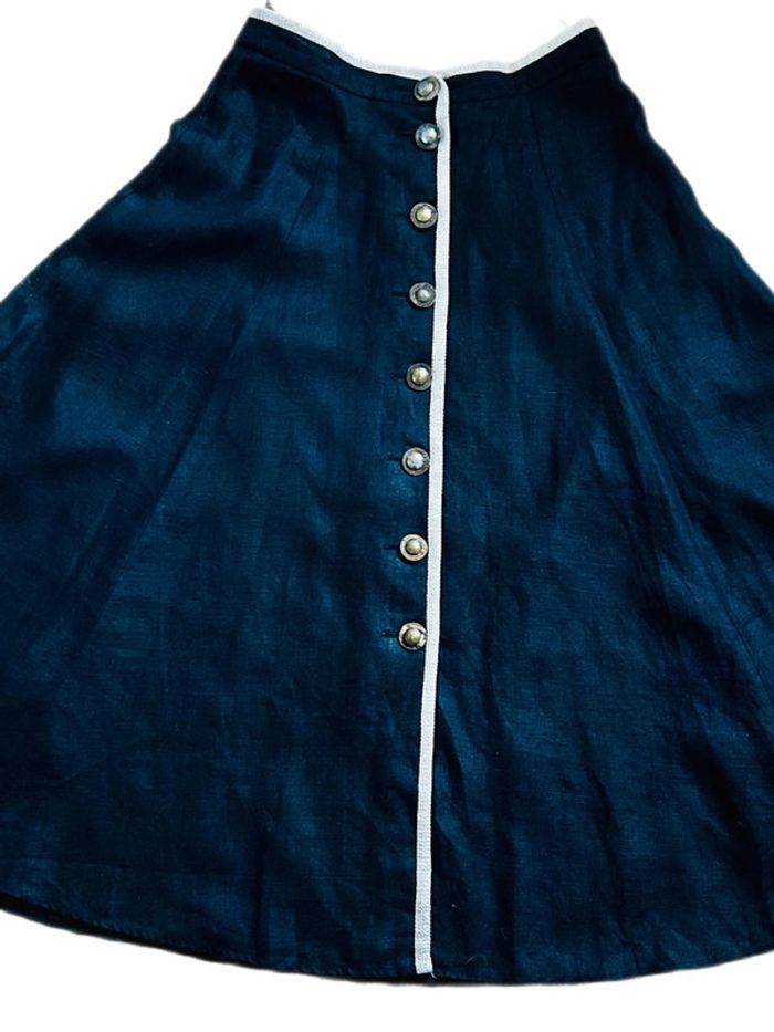 🖤🌿Jupe longue vintage en lin noir taille 44/46 Krüger Trachten Cottagecore Long Black Linen Skirt🌿🖤 - photo numéro 9