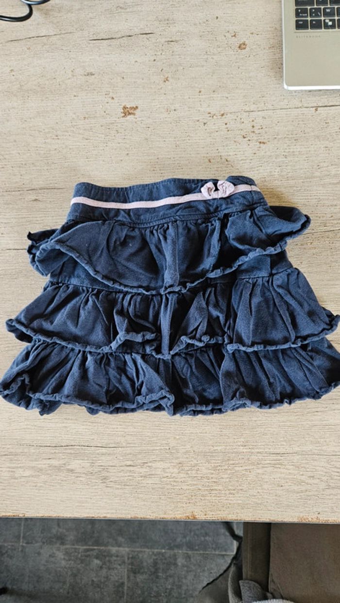 Jupe courte à volants, bleu foncé avec bord mauve, Vertbaudet, 6 ans, nickel - photo numéro 4