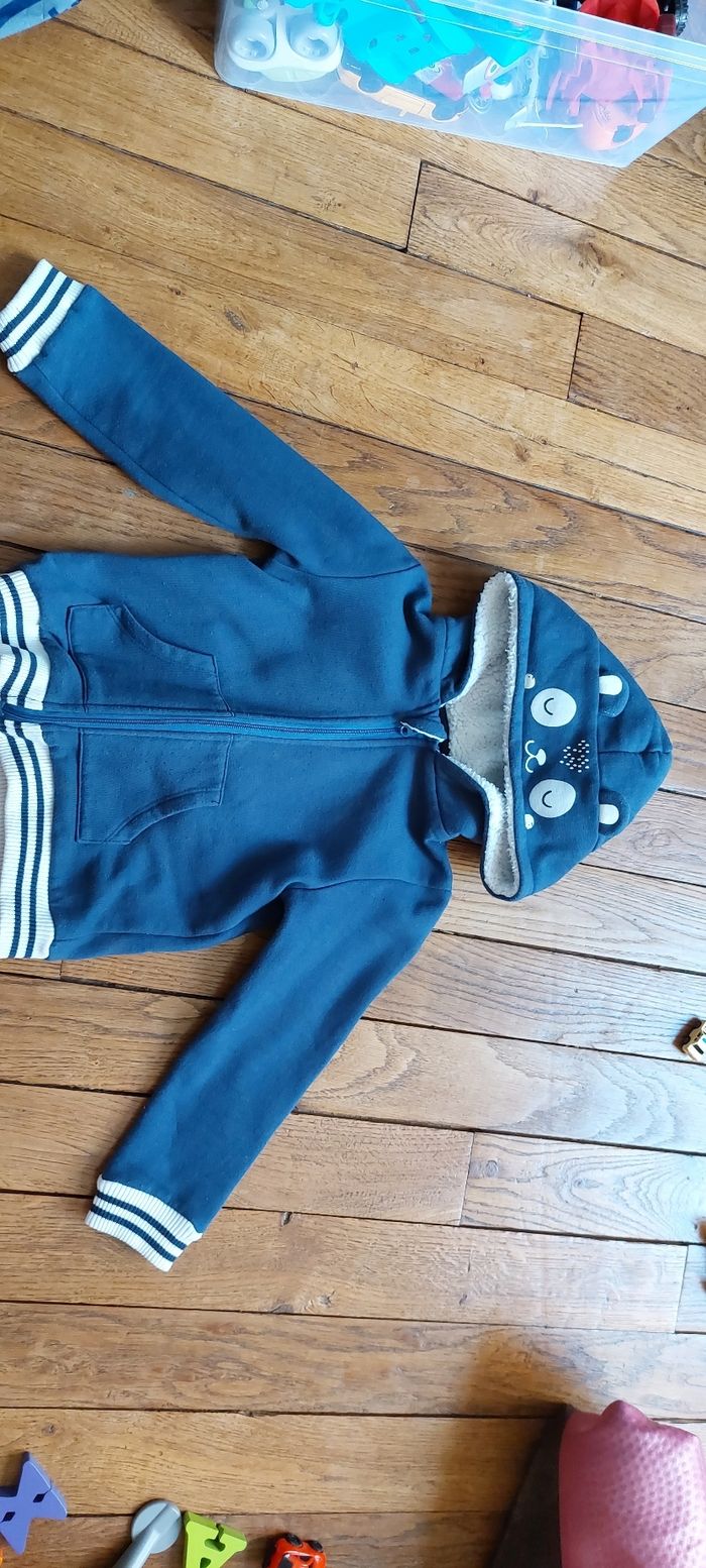 Sweat zippé bleu - photo numéro 2