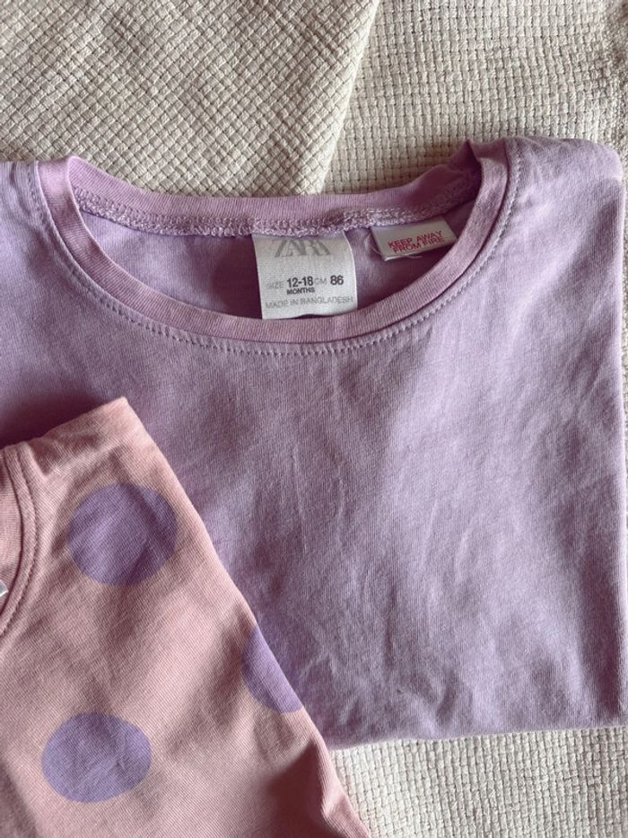 Lot de 2 tee-shirts Zara rose et Lila 86 - photo numéro 3