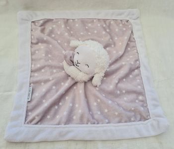 Doudou carré plat mouton blanc et gris - Étoiles- Carter's