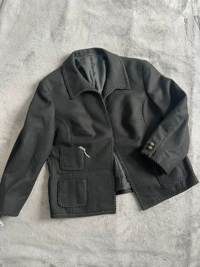 Veste noire vintage Loden Frey – laine autrichienne – T.38 éléga
