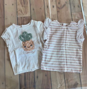 Lot 2 t-shirts manches courtes fille 6 mois