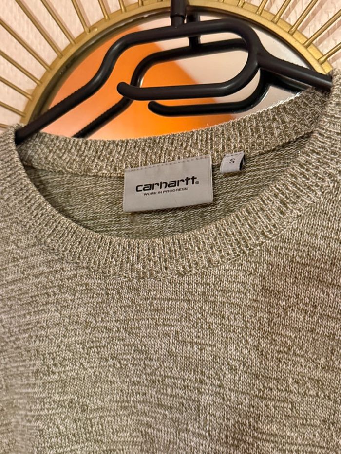 Pull fin carhartt vert blanc chiné - photo numéro 3