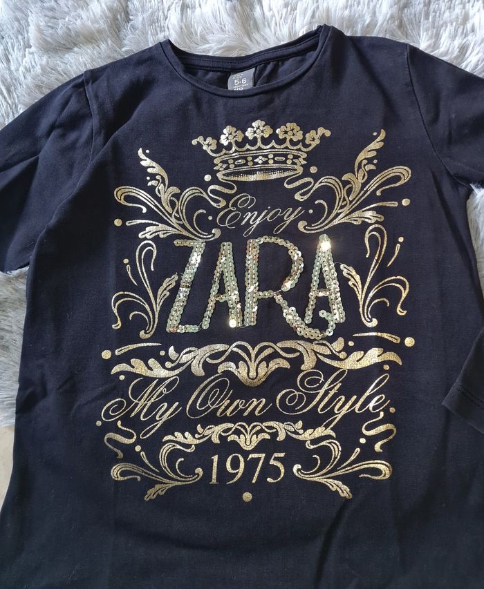 t-shirt noir doré Zara fille 5/6 ans - photo numéro 6