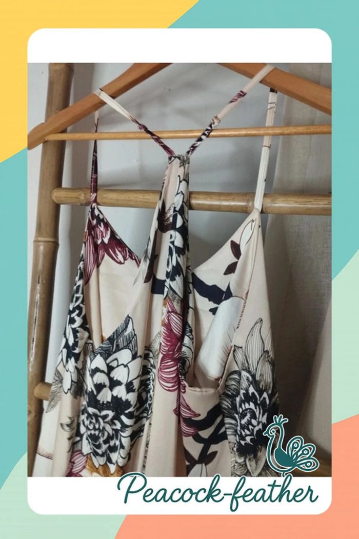 Robe beige fleurie soyeuse TU - photo numéro 8