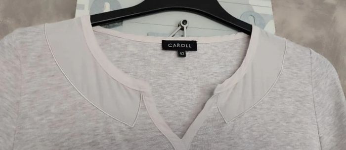 Tee-shirt Caroll 42 effet col chemise soie - photo numéro 2