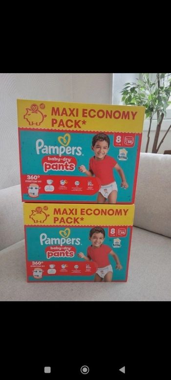 💥 PROMO/Couches Pampers culottes taille 8  lot de 2 cartons 👌 ENVOI DEMAIN