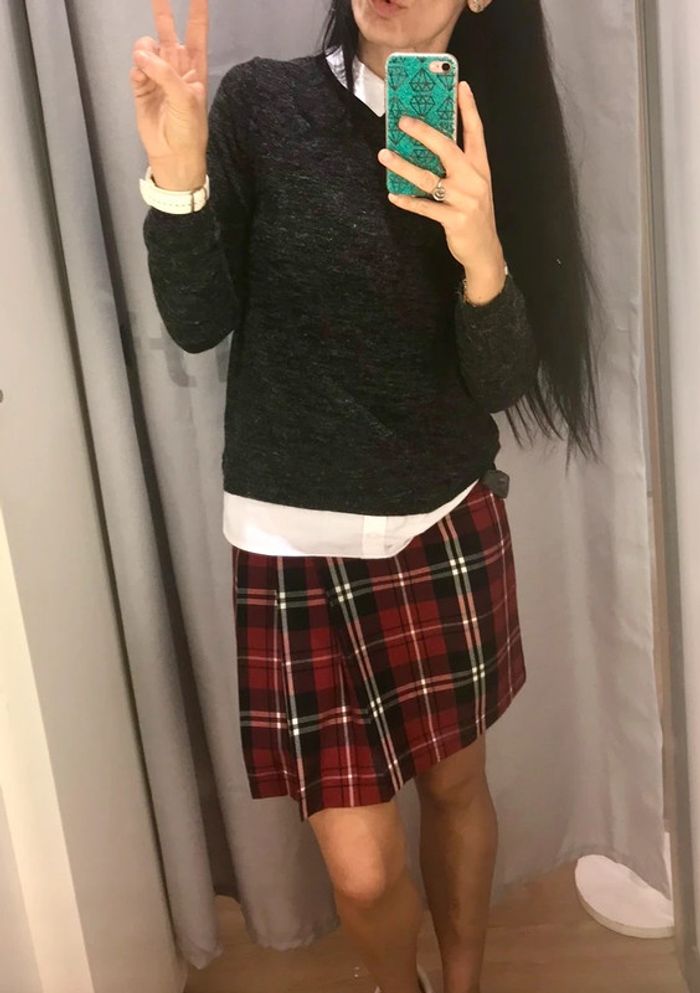 Jupe courte plissée motif écossais Lefties XS