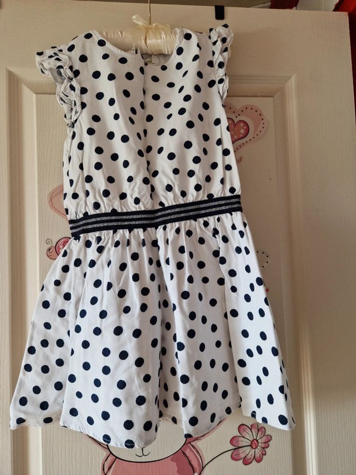 Robe 8 ans orchestra blanc à pois bleu