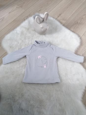 Tee shirt manches longues gris perle Obaïbi 6 mois #espanolitinafille6mois