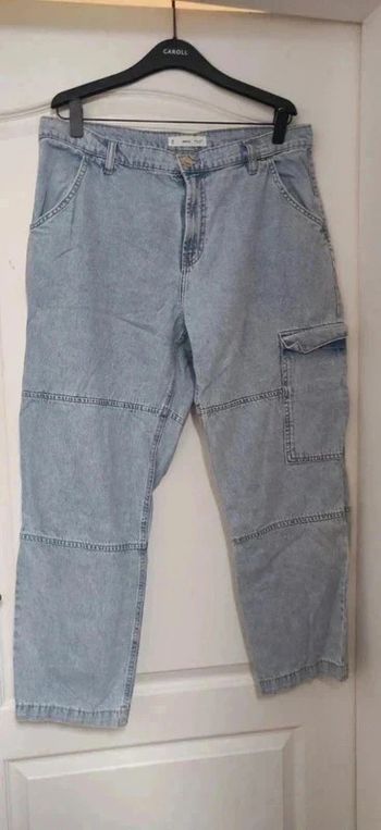 Neuf jean cargo jambes larges bleu ciel Mango 46