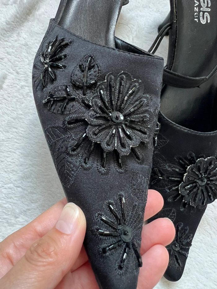 Mules bout pointu perles broderies Coquette Goth y2k - Pointure 40 - photo numéro 6