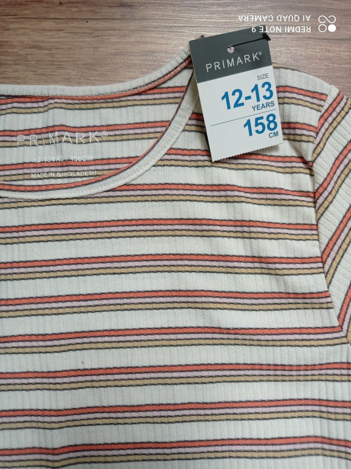 T-shirt rayé fille, Primark, taille 12-13 ans, NEUF - photo numéro 2