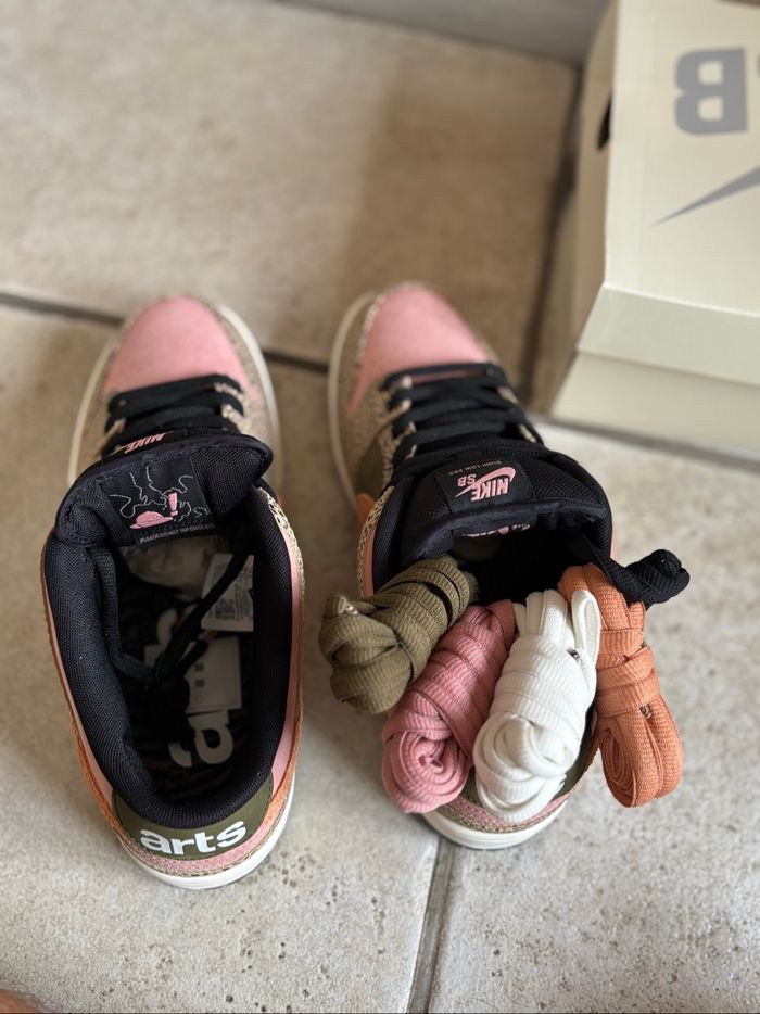 Nike sb dunk low x arts-rec skateshop rust pink et rough green taille 44,5 - photo numéro 5