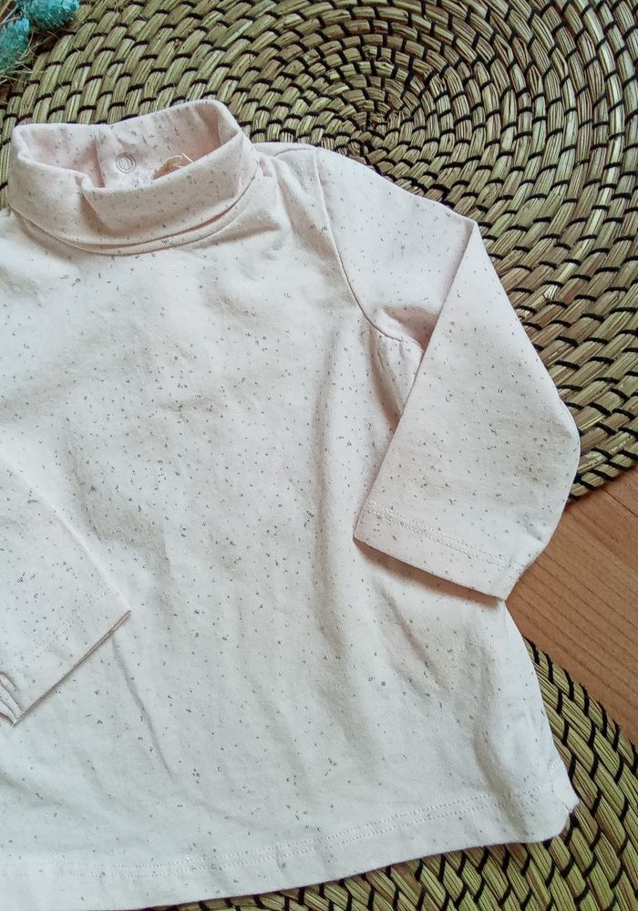 Sous-pull rose à paillettes grises DPAM taille 6 mois - photo numéro 2