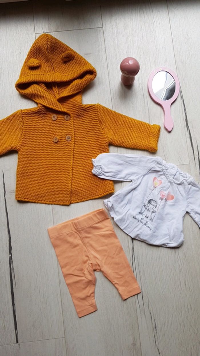 Ensemble 3 pièces fille 1mois