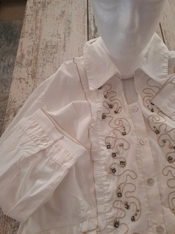 Chemise perles et froufrou Christine Laure très bon etzt