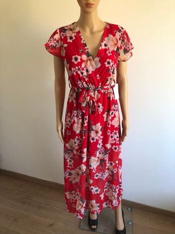 Robe longue rouge fleurie neuve Italy Moda taille unique